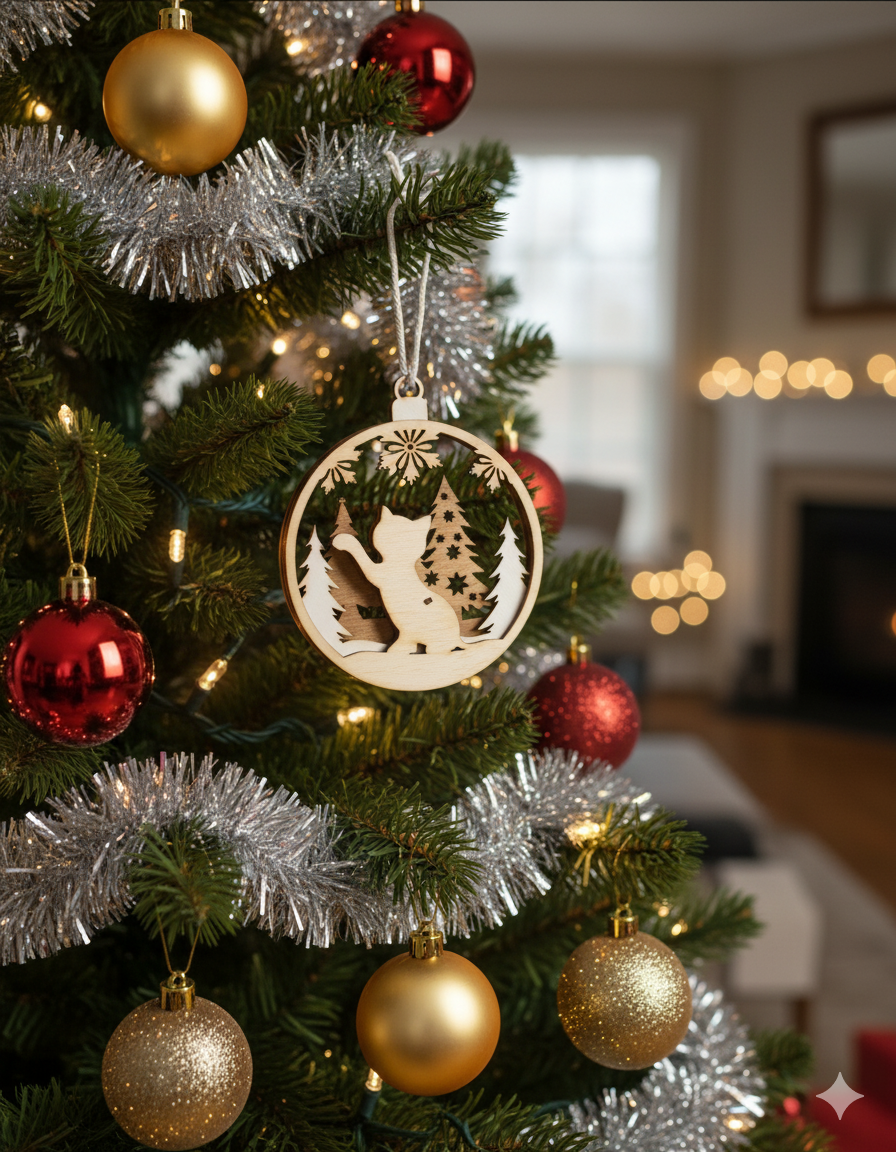 Boule de Noël x3 chat