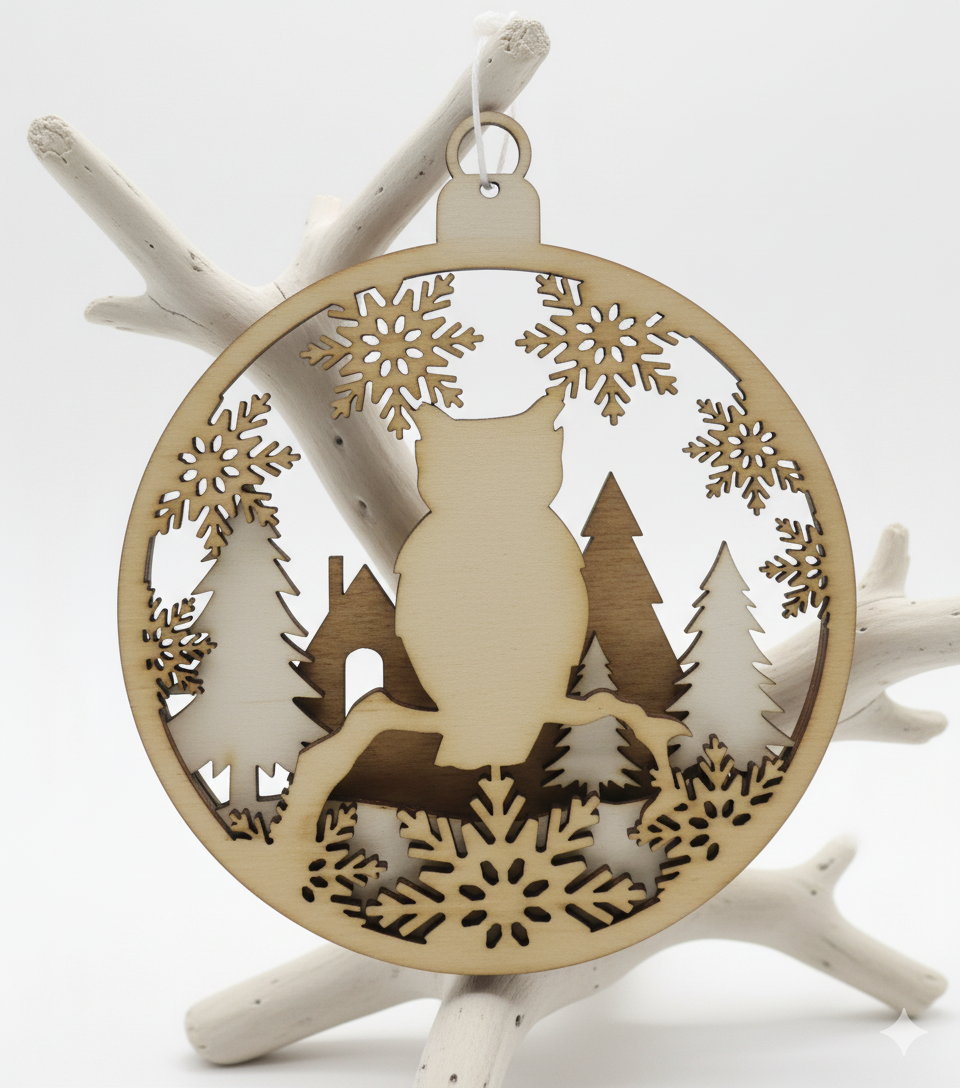 Boule de Noël x3 Chouette