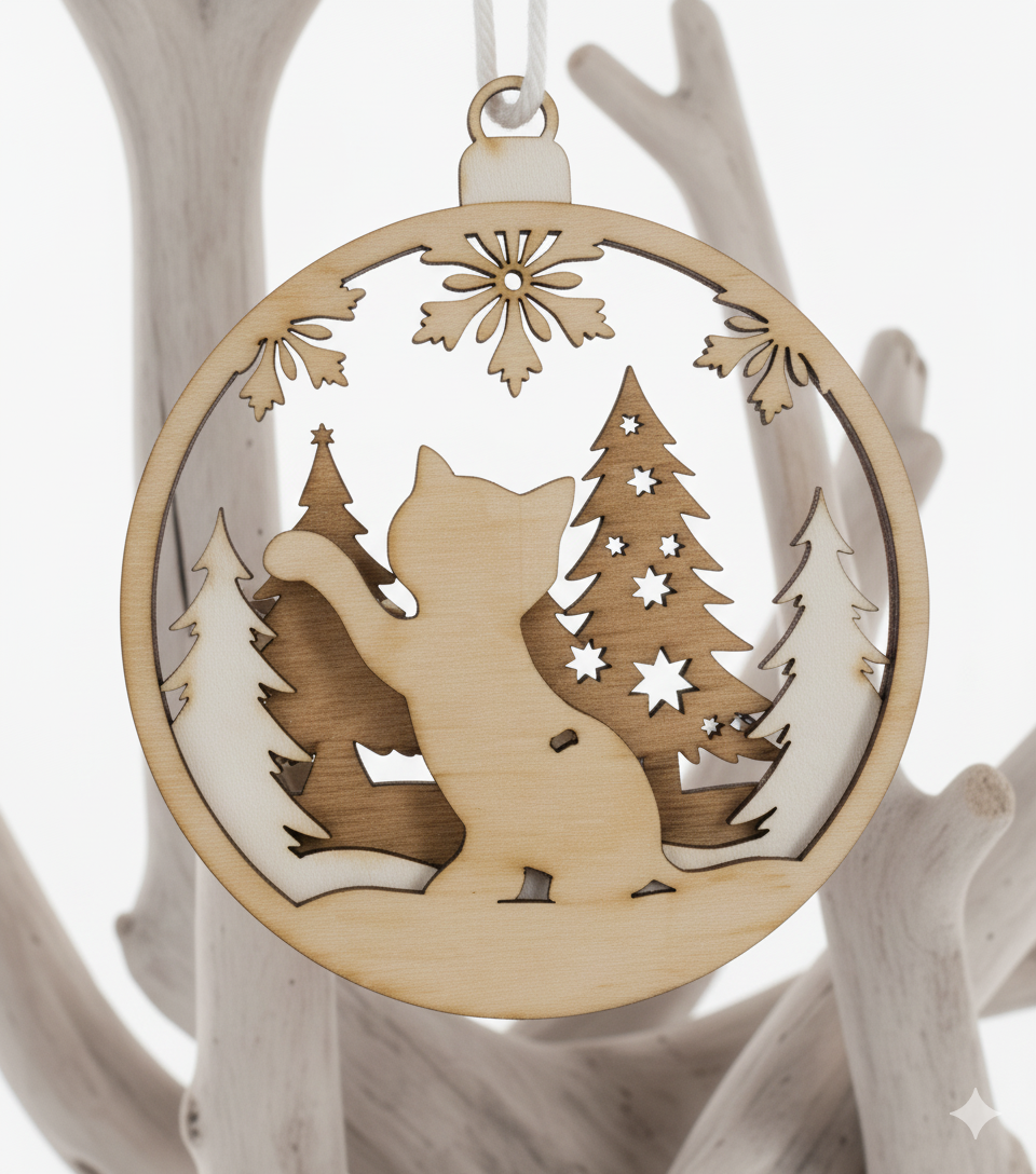 Boule de Noël x3 chat