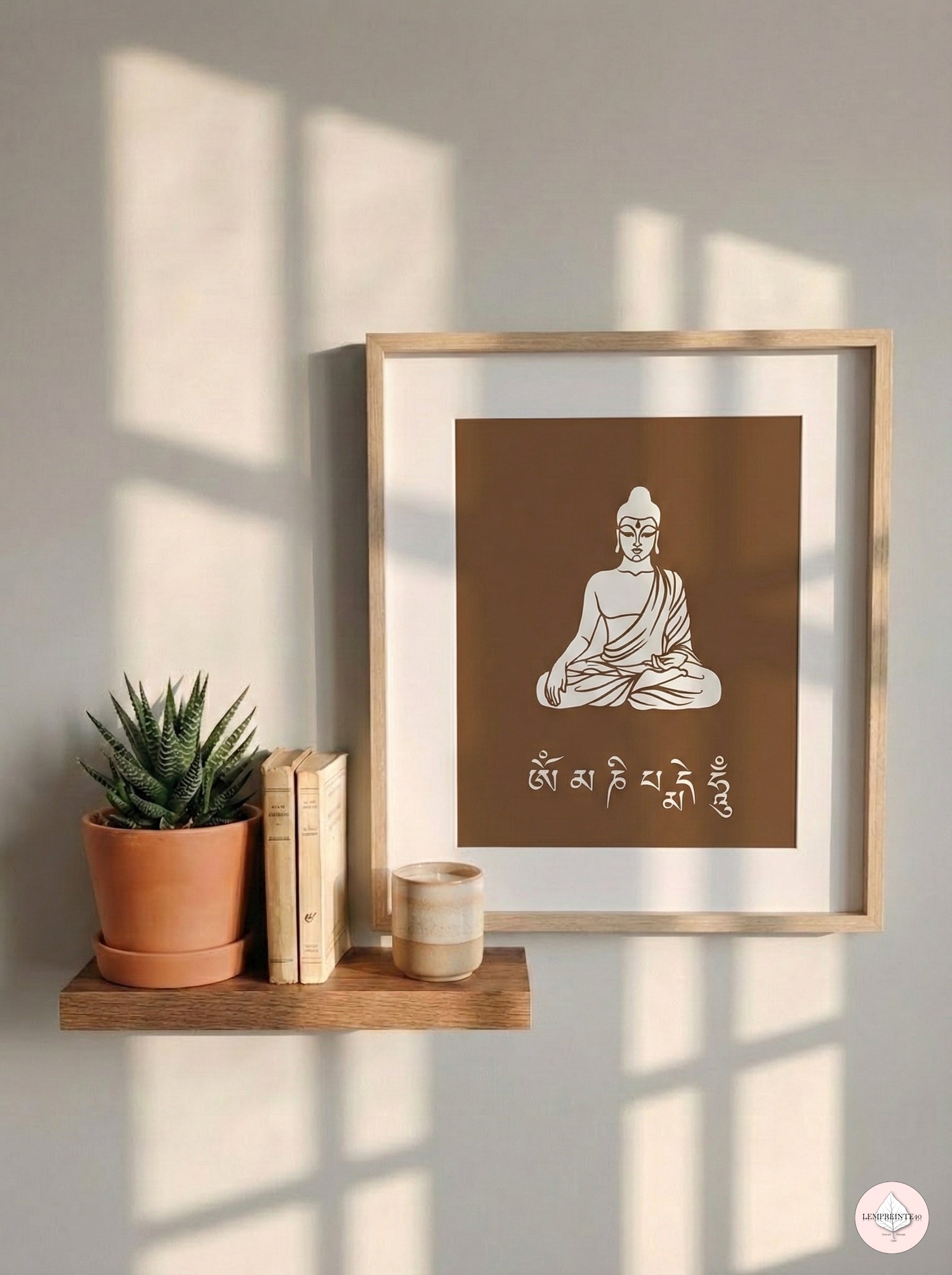 Cadre Bouddha inscription simple